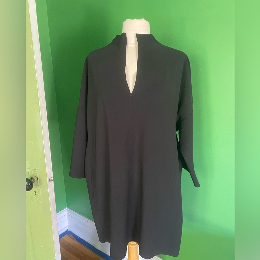 Maria Pinto M2057 scuba tunic dress Black Split-Neck